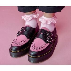 Dr. Martens  Lazy Oaf Platform Pink Black Buckle Creeper collab Leather SZ 6/7
